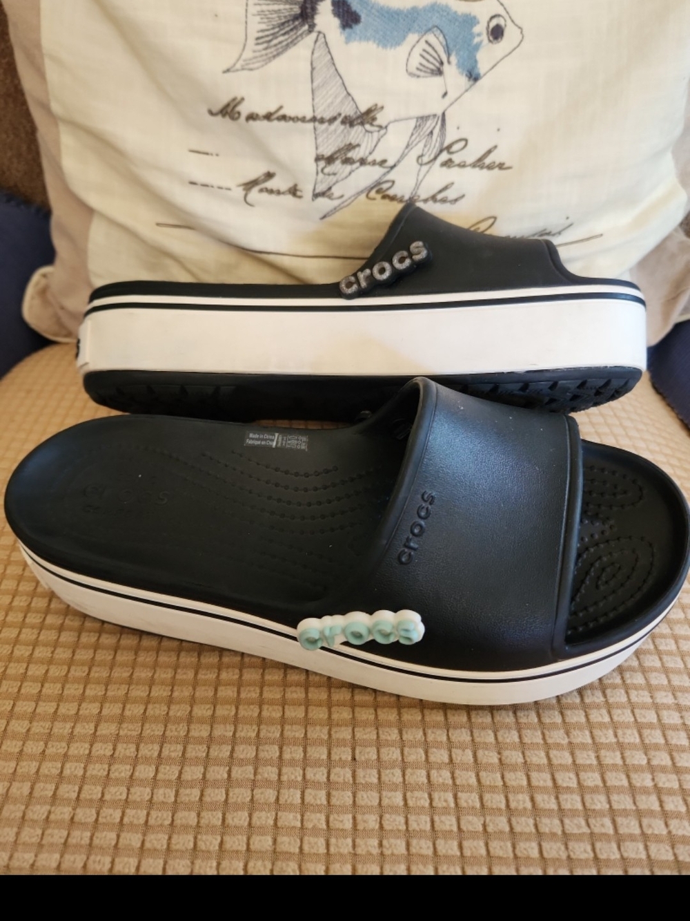 Crocs Women's Black Slide Platform Sandals Size 8